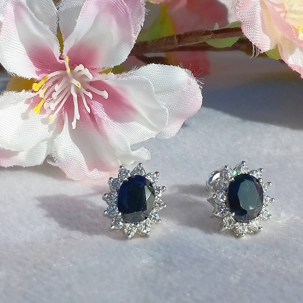 HOLSTED JEWELERS Sapphire & Cubic Zirconia Earrings